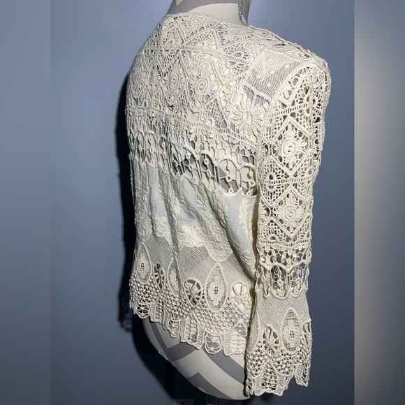 NY Collection Cream Crochet Cardigan - Picture 5 of 12